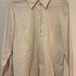 George Women's Button Down Shirt with Cream and Gold Stripes